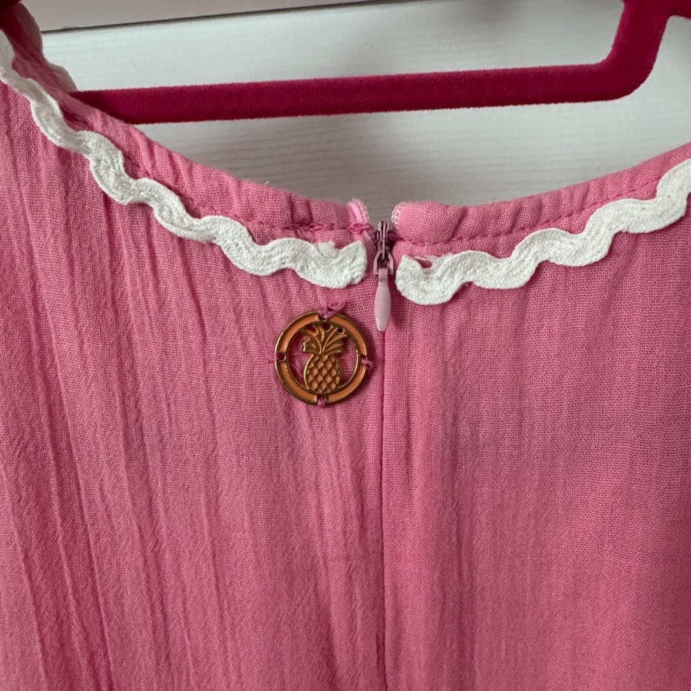 Pink Sleeveless Dress with Floral Accents - Picture 6 of 7